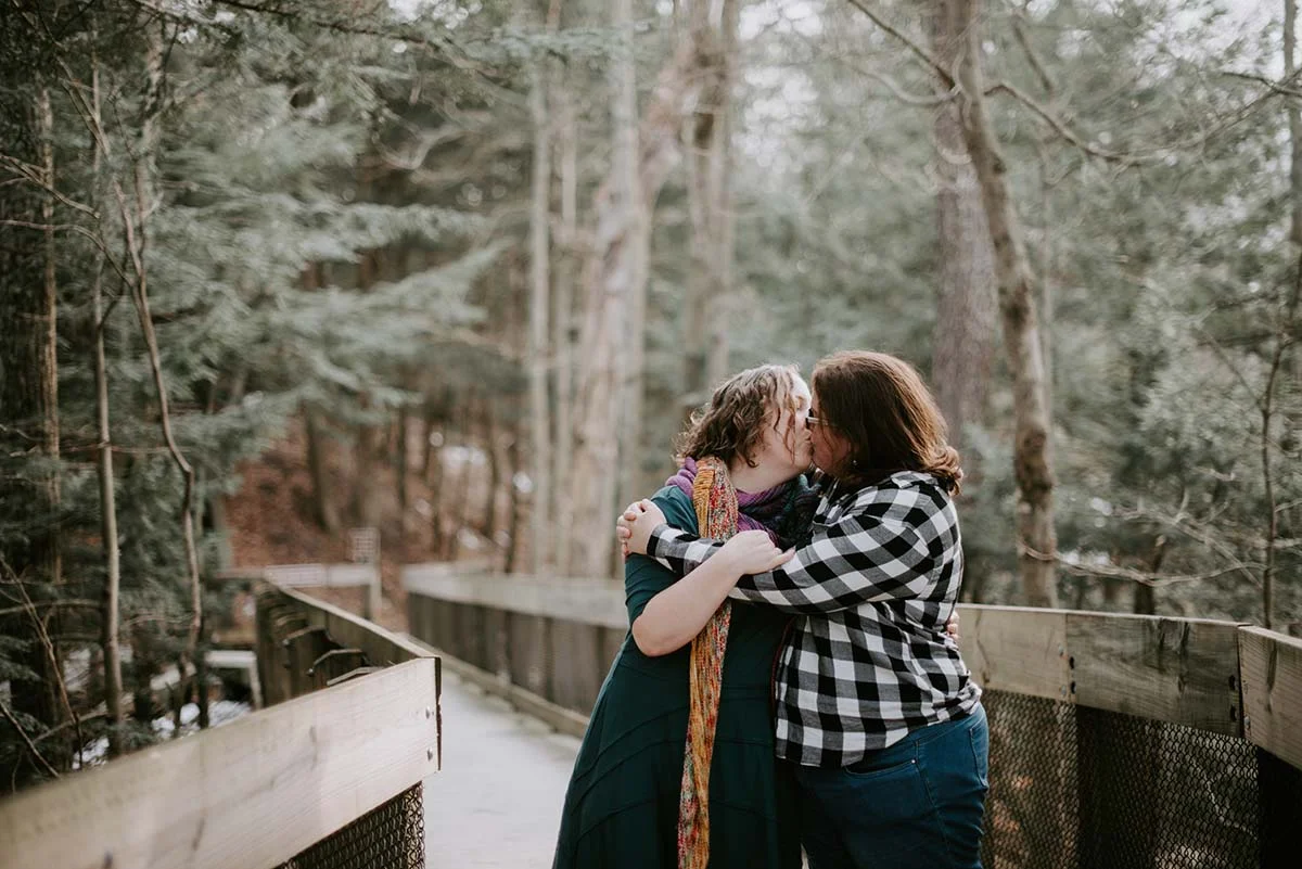 Emily and Ang Beach Wedding Engagement Session at Hoffmaster State Park on Lake Michigan by Liv Lyzsyk Photography