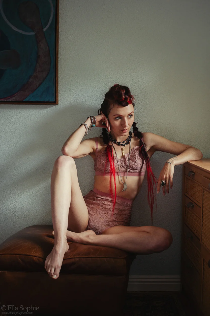 Zoe’s punk rock body reclaiming boudoir photo shoot by Ella Sophie Photography Oakland California