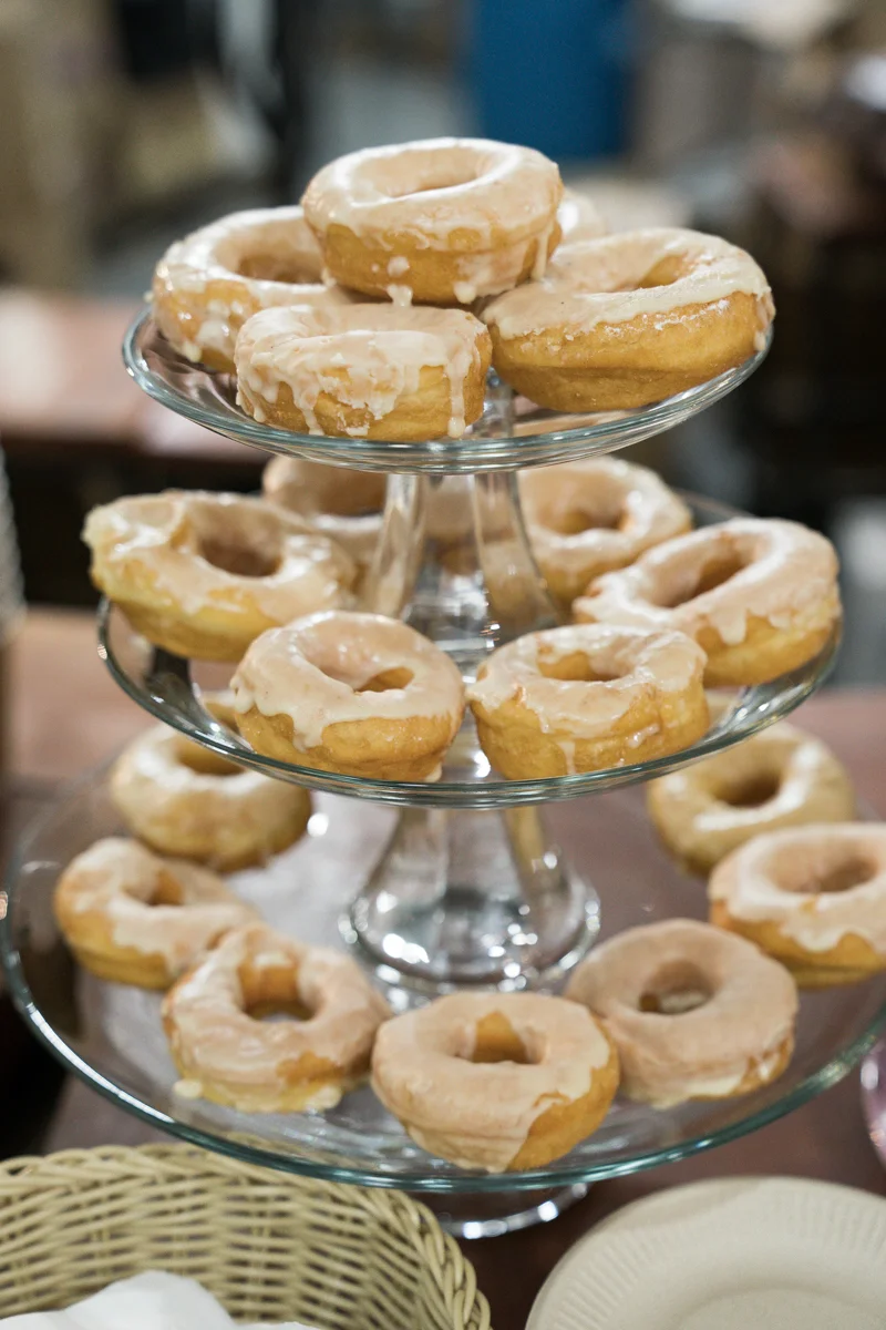 Brewery wedding washington D.C. three-tier stand of donuts