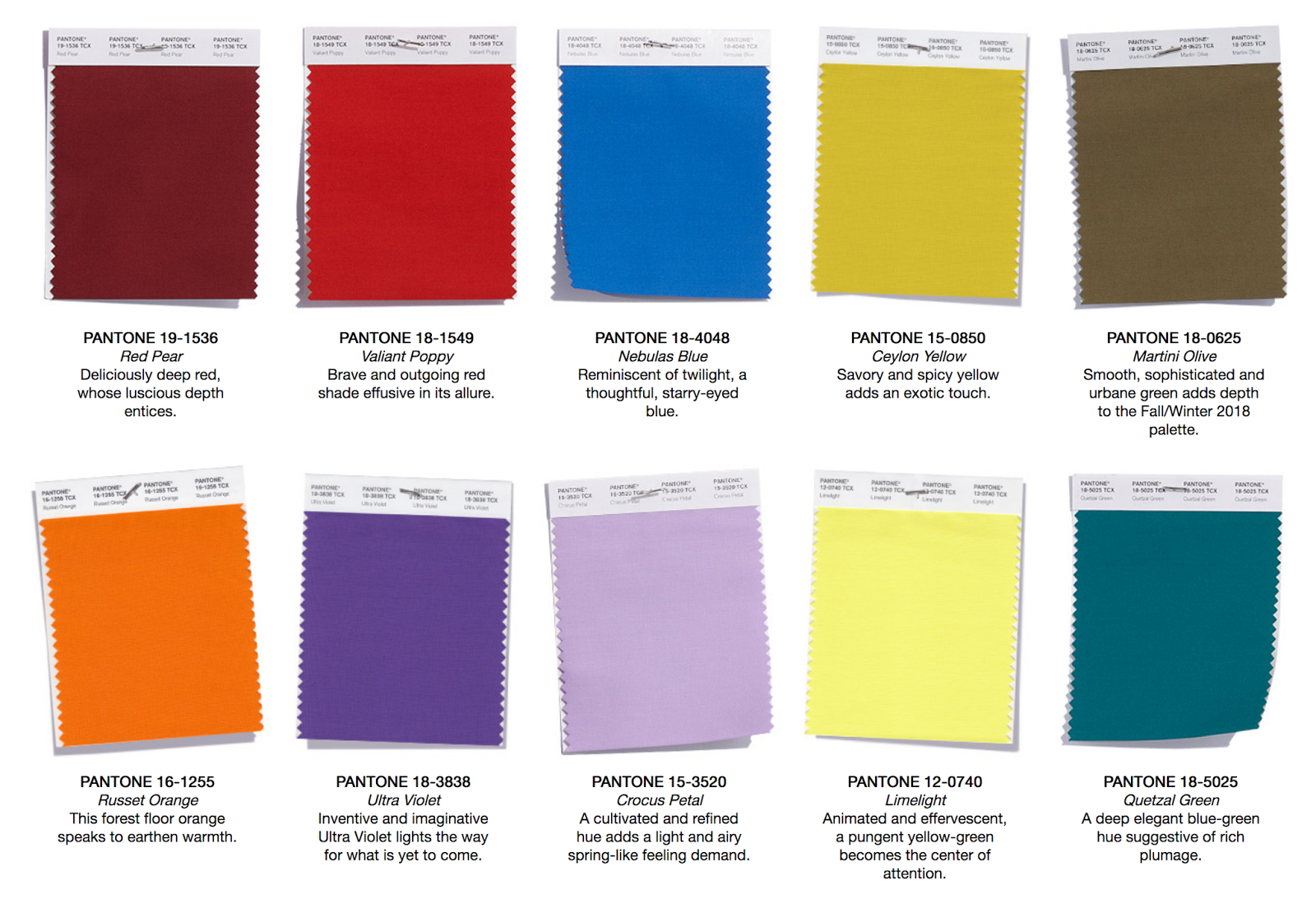 Fashion Color Swatches. Image from Pantone