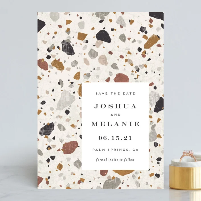 Terrazzo Save the Dates by Amy Payne