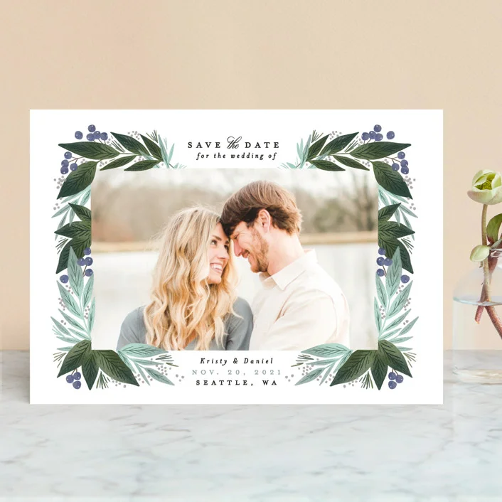 Berry Leaves Save the Date by Alethea and Ruth