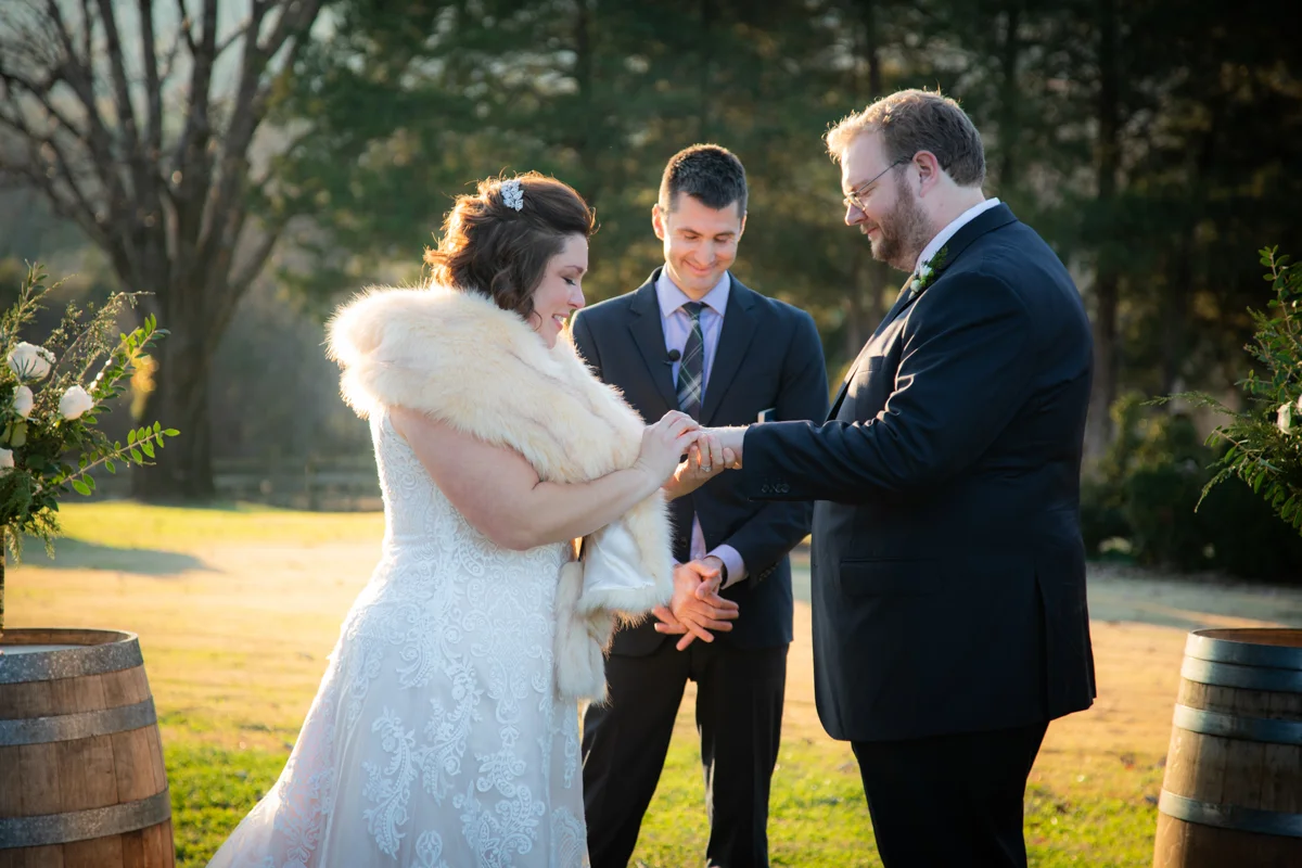 Romantic, Intimate-Feeling Wedding exchanging rings
