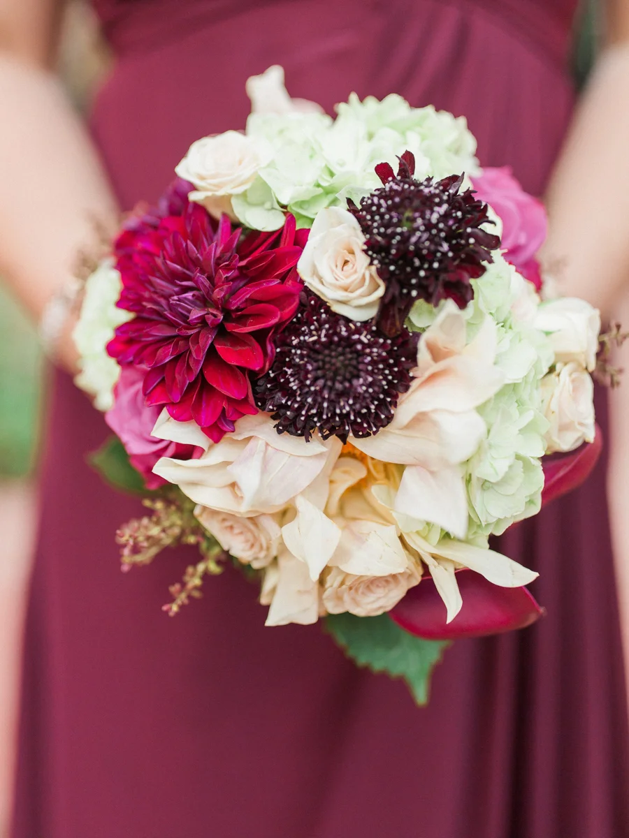 los altos lutheran same-sex wedding bridesmaid holding bouquet