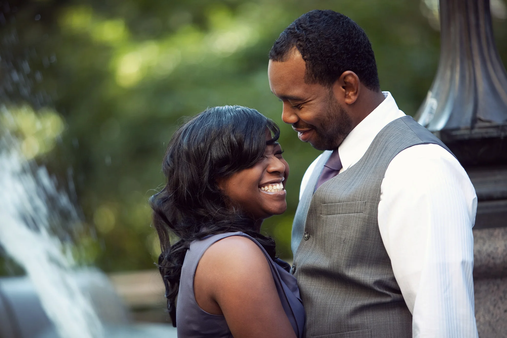 bride and groom smiling wide after their wedding in new york