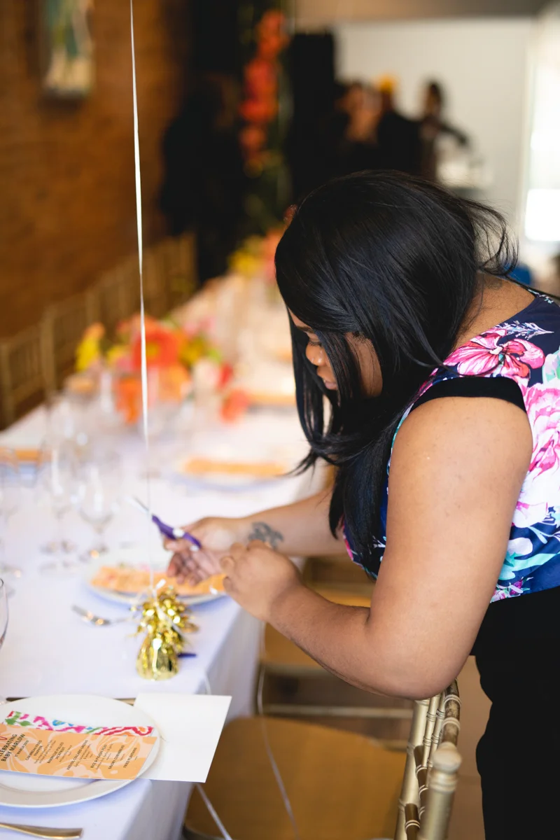 Allison Davis getting everything perfect before the party.