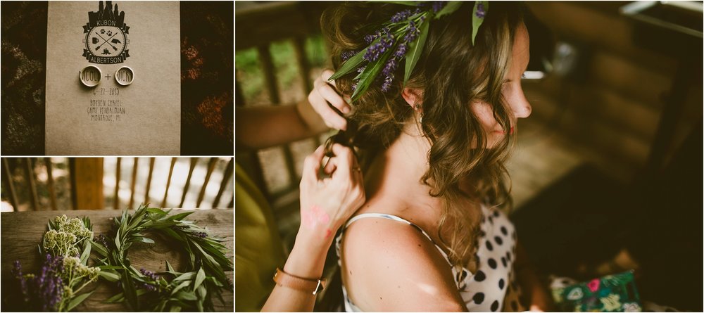 DIY hair, programs, and floral crown for this wedding in the woods Emily Dykema