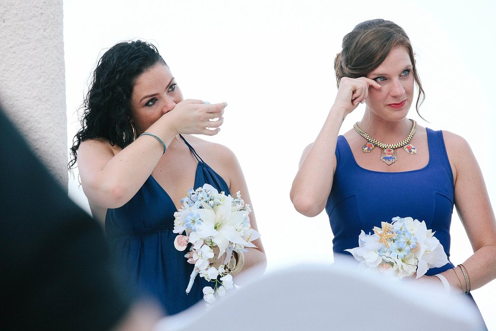 bridesmaids DIY bouquets with seashells at Mexican destination wedding Leah Moyers Photography