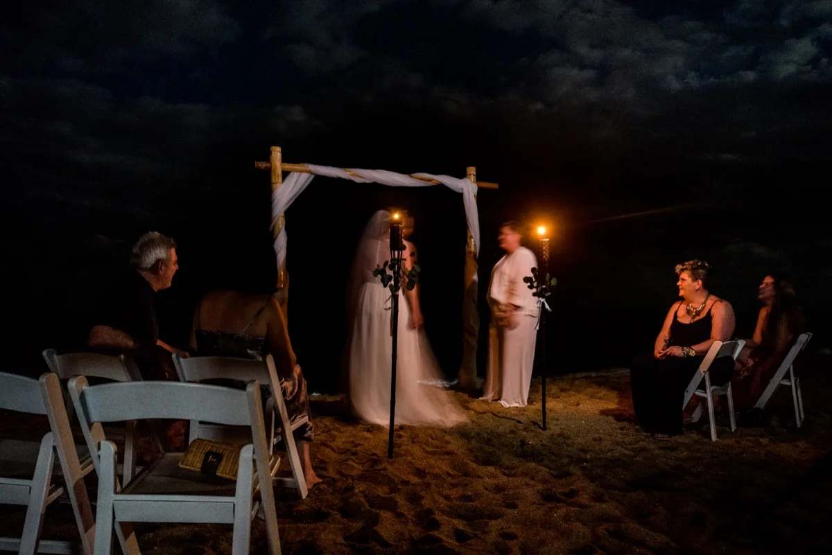 Moonlight ceremony in rincon puerto rico hastain davis photography