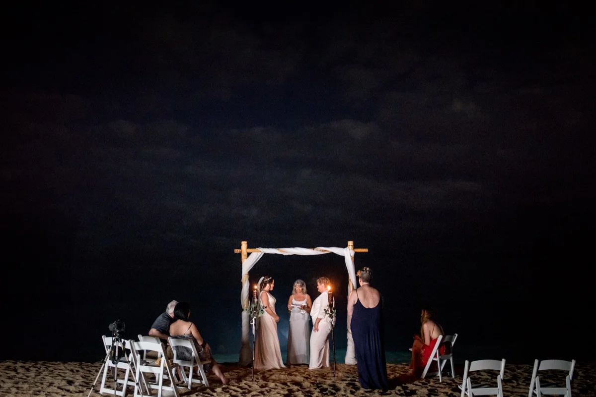 Moonlight ceremony in rincon puerto rico hastain davis photography
