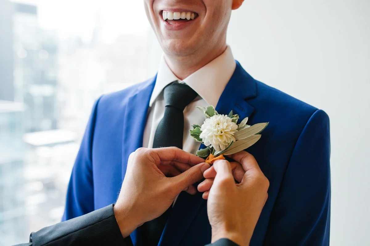 modern mediterranean wedding meatpacking district new york city rima brindamour photography alex pinning michael’s boutonierre