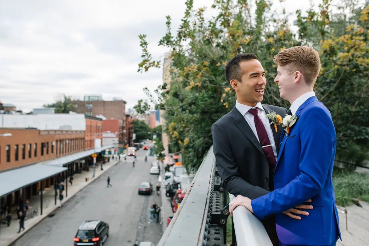 modern mediterranean wedding meatpacking district new york city rima brindamour photography embrace on balcony