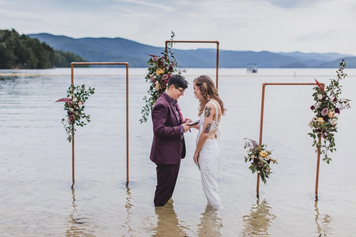 Sunset Lakeside Wedding Elopement Inspiration at Lake Jocassee, South Carolina The Elopement Co.