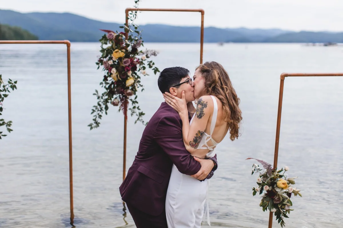 Sunset Lakeside Wedding Elopement Inspiration at Lake Jocassee, South Carolina The Elopement Co.