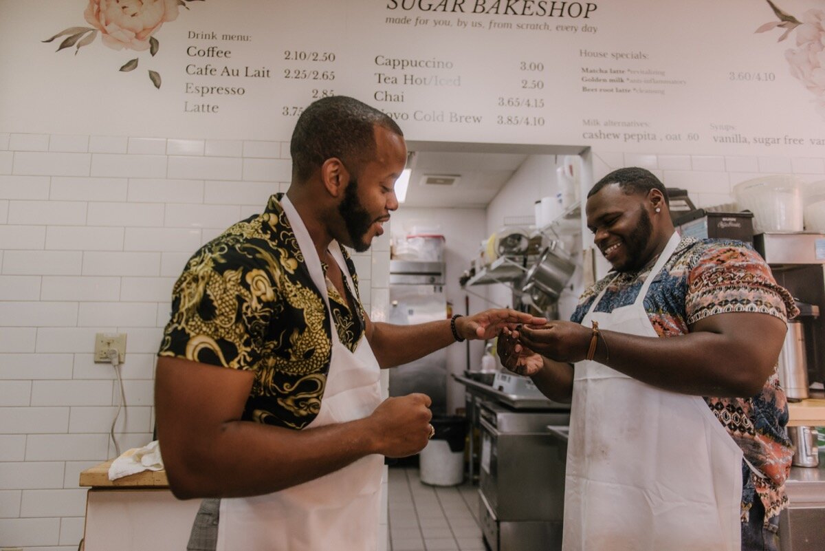 surprise proposal at sugar bakeshop denver colorado Friends and Lovers Photography