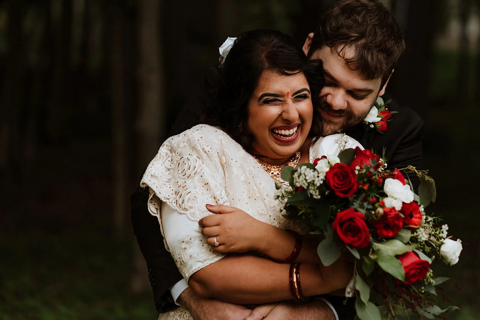 Newlywed couple hug and smile after wedding Rachel Epperly Film and Photo Portland Oregon