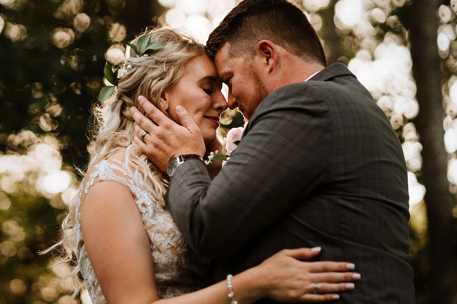 Newlywed couple lean in for kiss after wedding Rachel Epperly Film and Photo Portland Oregon