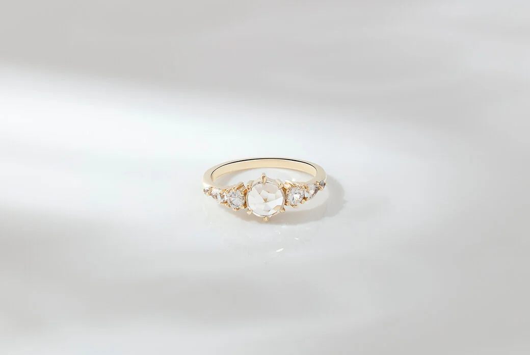 Round Rose Cut White Sapphire Cluster Ring II