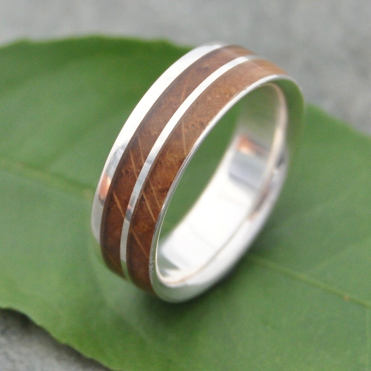 Un Lado Asi Design Kentucky Bourbon Barrel Wooden Wedding Ring by Naturaleza Jewelry