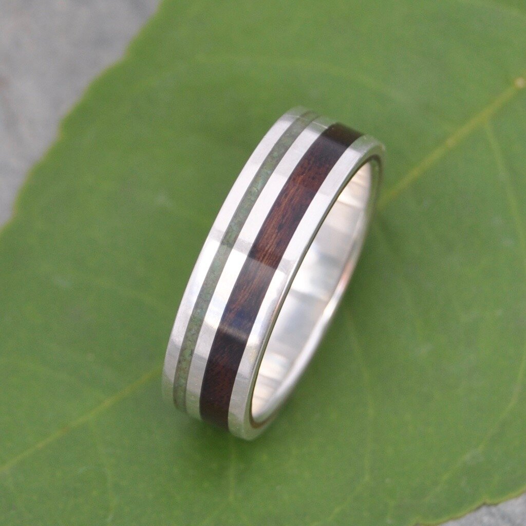 Dual Wood and Silver Wedding Ring by Naturaleza Jewelry