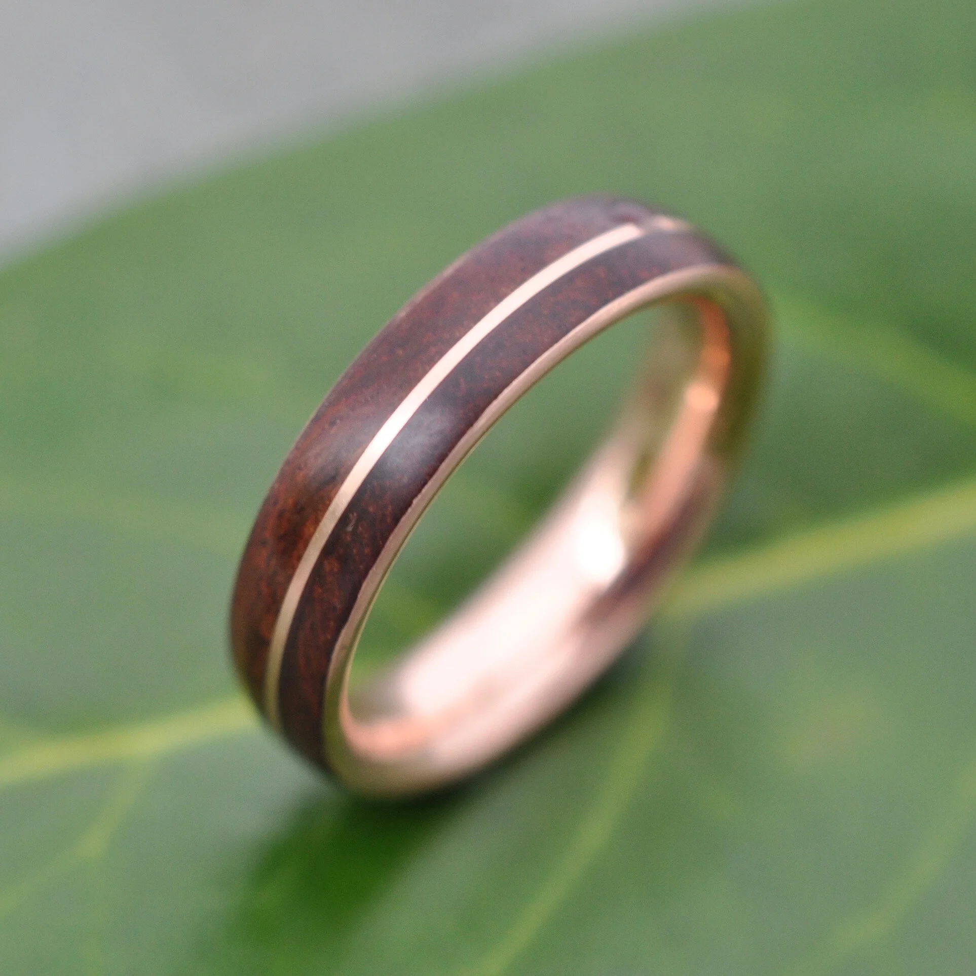 Bourbon Barrel Comfort Fit "Asi" Wood Wedding Ring by Naturaleza Jewelry