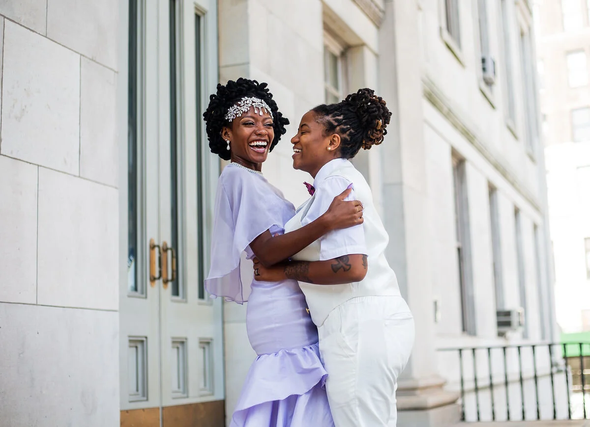 A Purple Intimate Elopement at Brooklyn City Hall: Bella + Liang