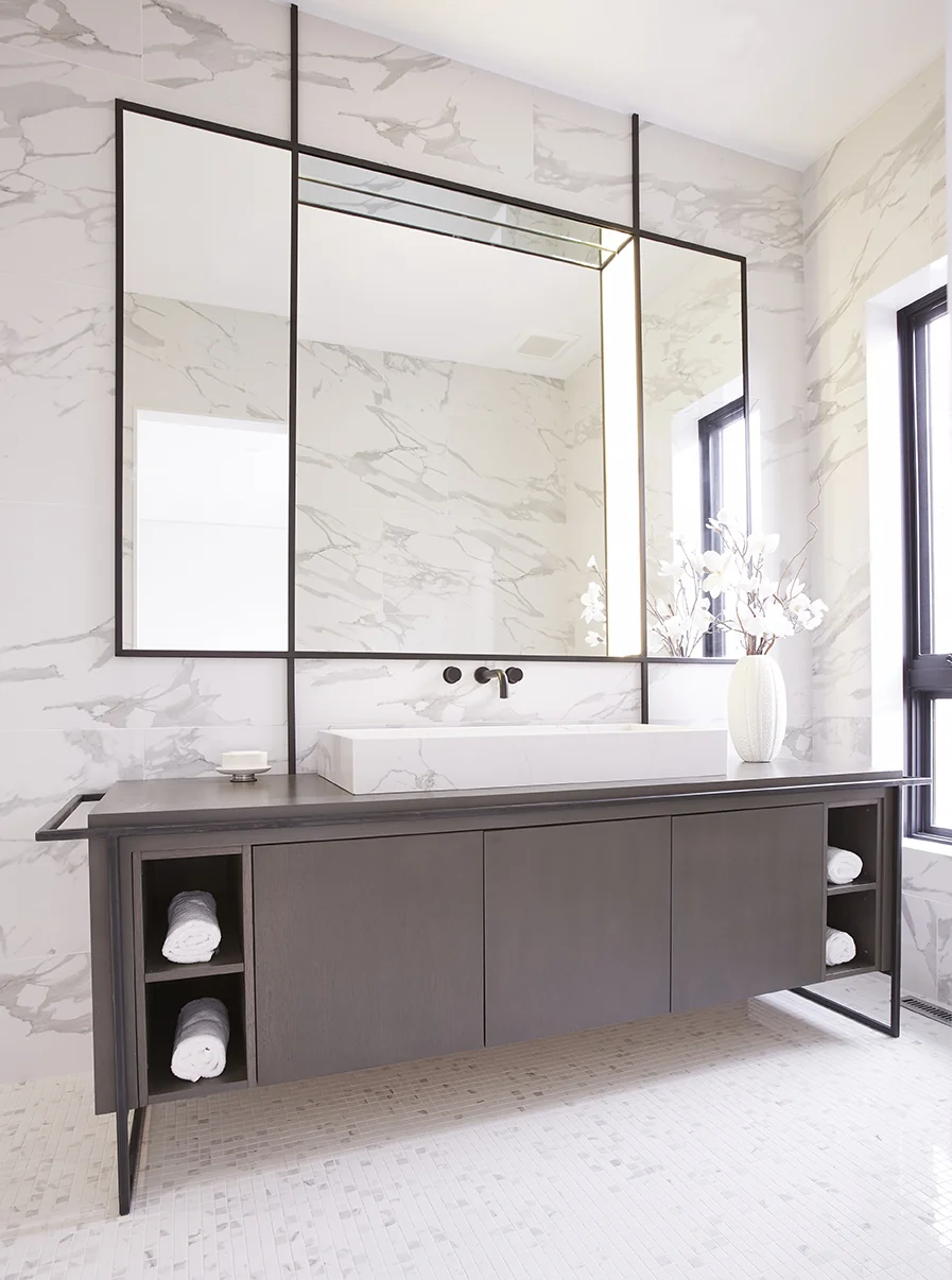 Steel Vanity Cradle / Integrated Towel Bars