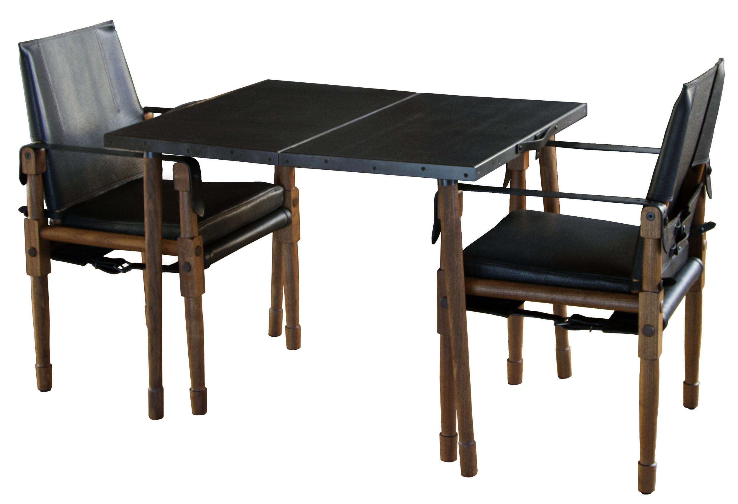  Collingswood Folding Table and Chatwin Chairs with black straps 