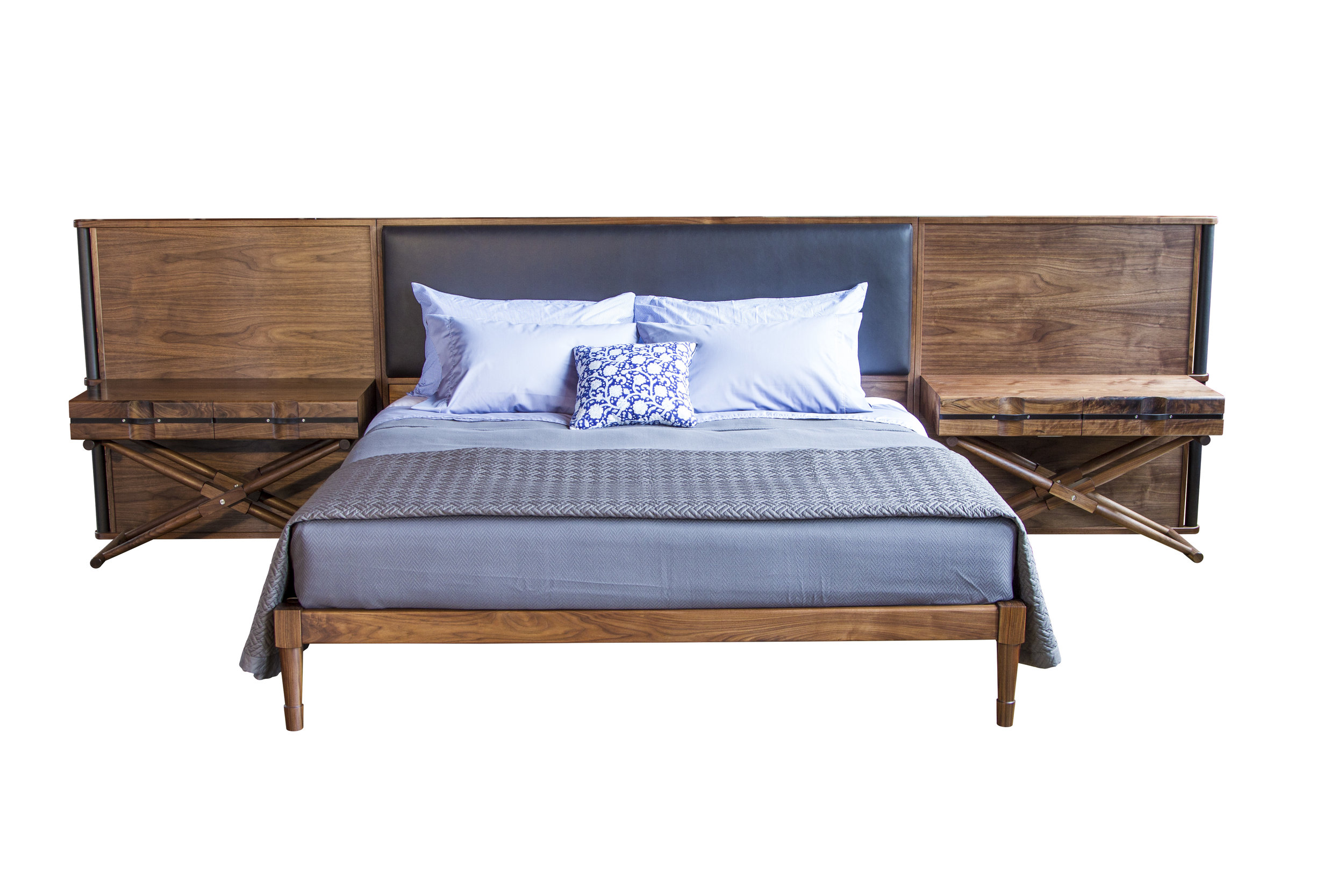 Jasper Bed with Leather Headboard