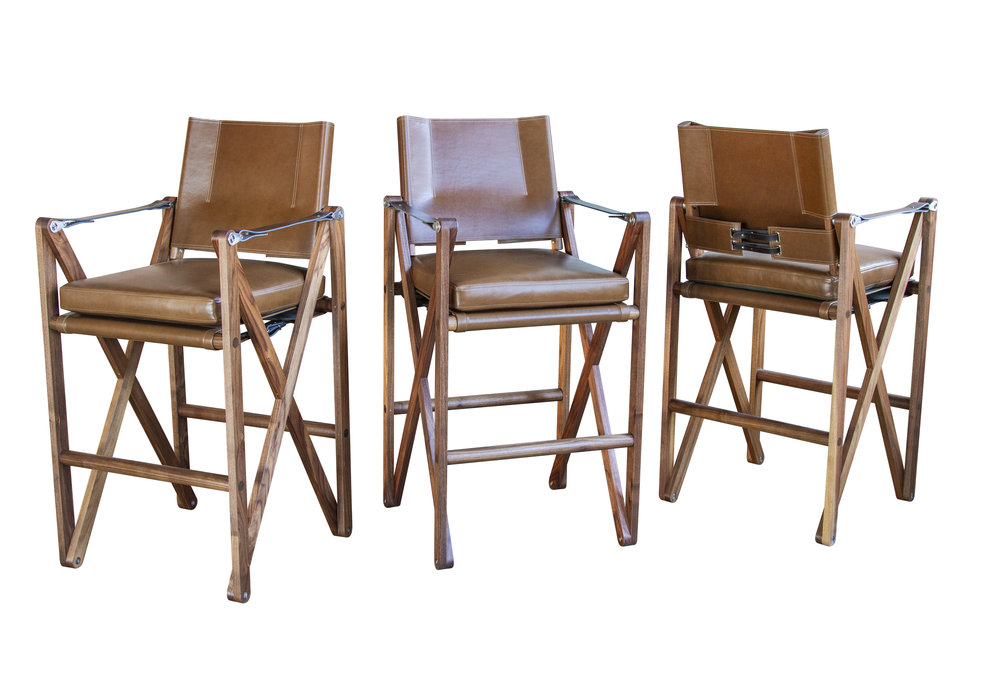 Maclaren Bar And Counter Chairs, Leather Director Bar Stools
