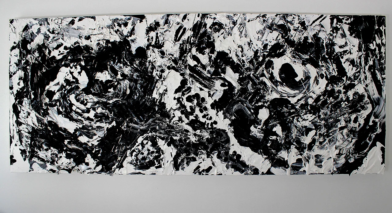   Untitled: Stage I  Acrylic and Carving on Panel 30" x 72" 