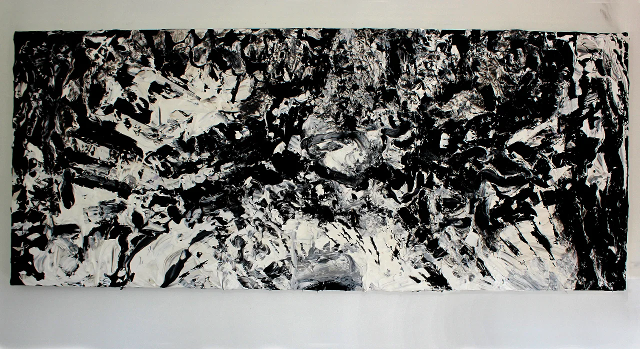   Untitled: Stage III  Acrylic and Carving on Panel 30" x 72" 