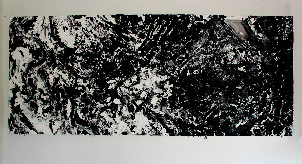   Untitled: Stage V  Acrylic and Carving on Panel 30" x 72" 