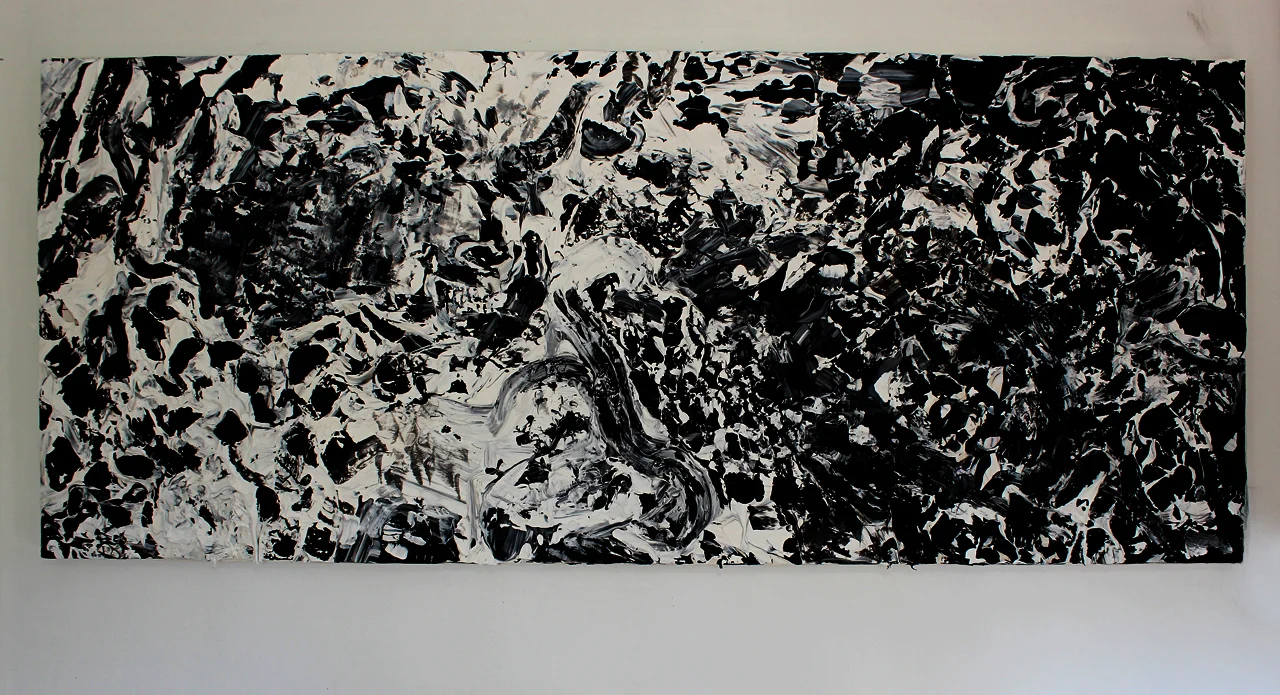   Untitled: Stage IV  Acrylic and Carving on Panel 30" x 72" 