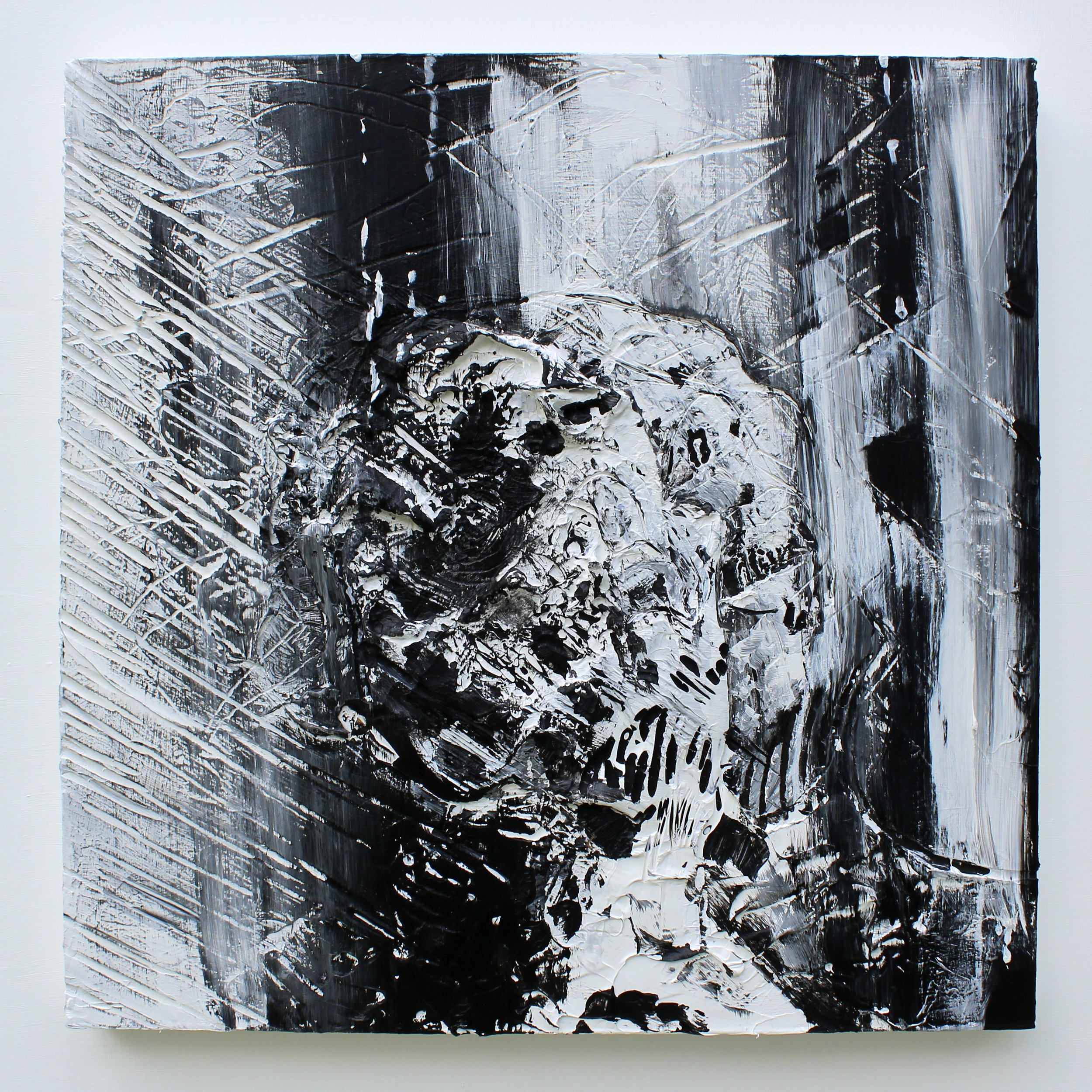 The Gaze: 3462 Acrylic and Carving on Panel 24" x 24"