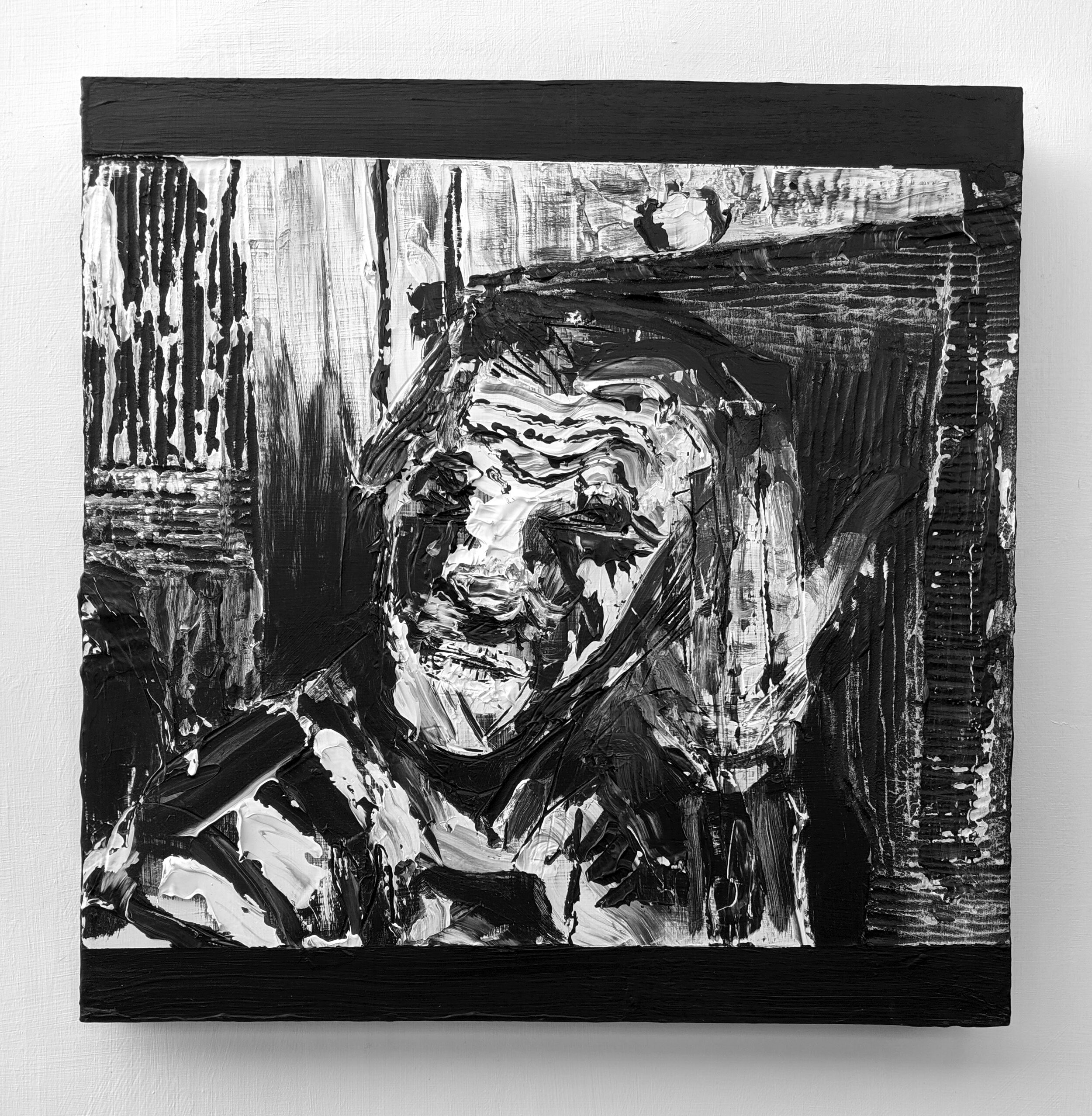 (4) Tuesday Acrylic and Carving on Panel 18" x 18"