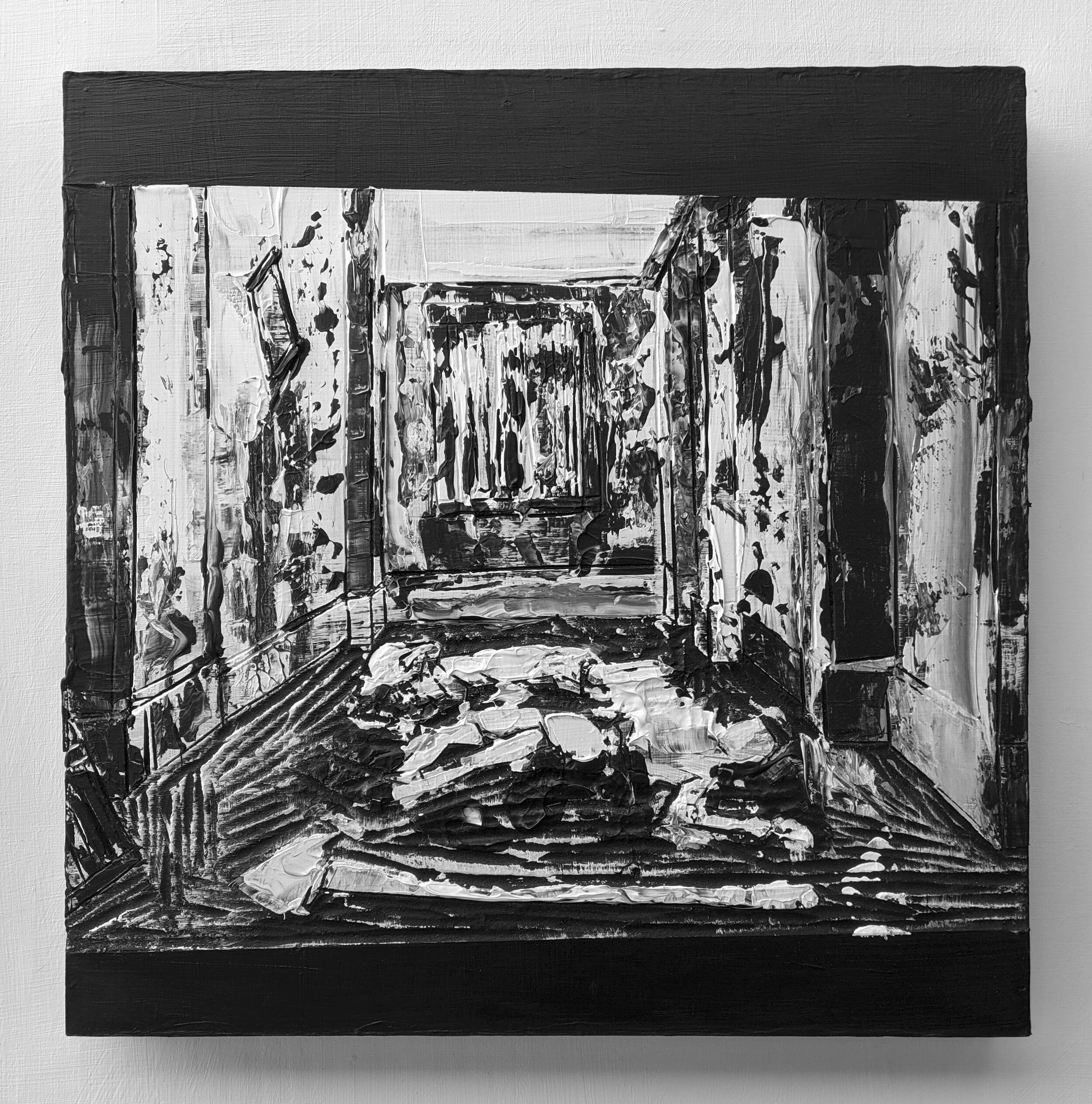 (8) Saturday Acrylic and Carving on Panel 18" x 18"
