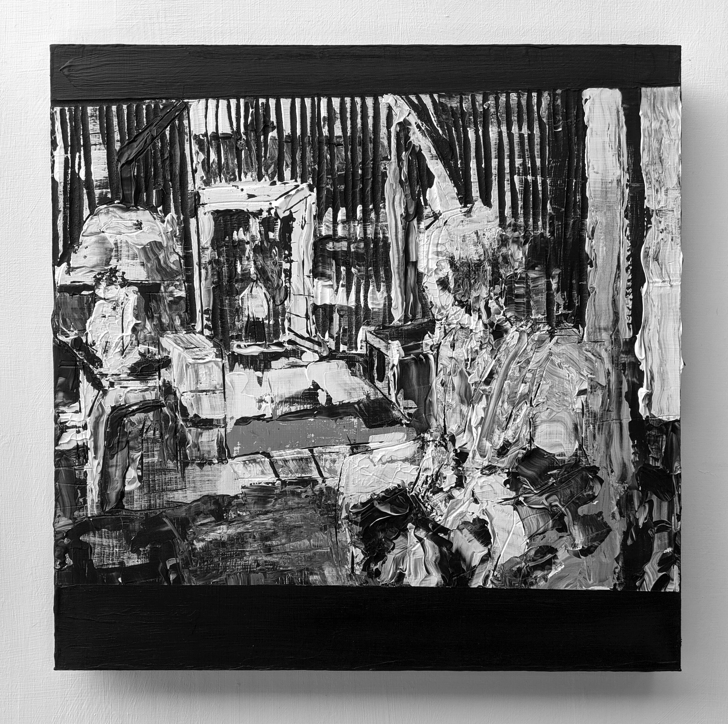 (9) Monday Acrylic and Carving on Panel 18" x 18"