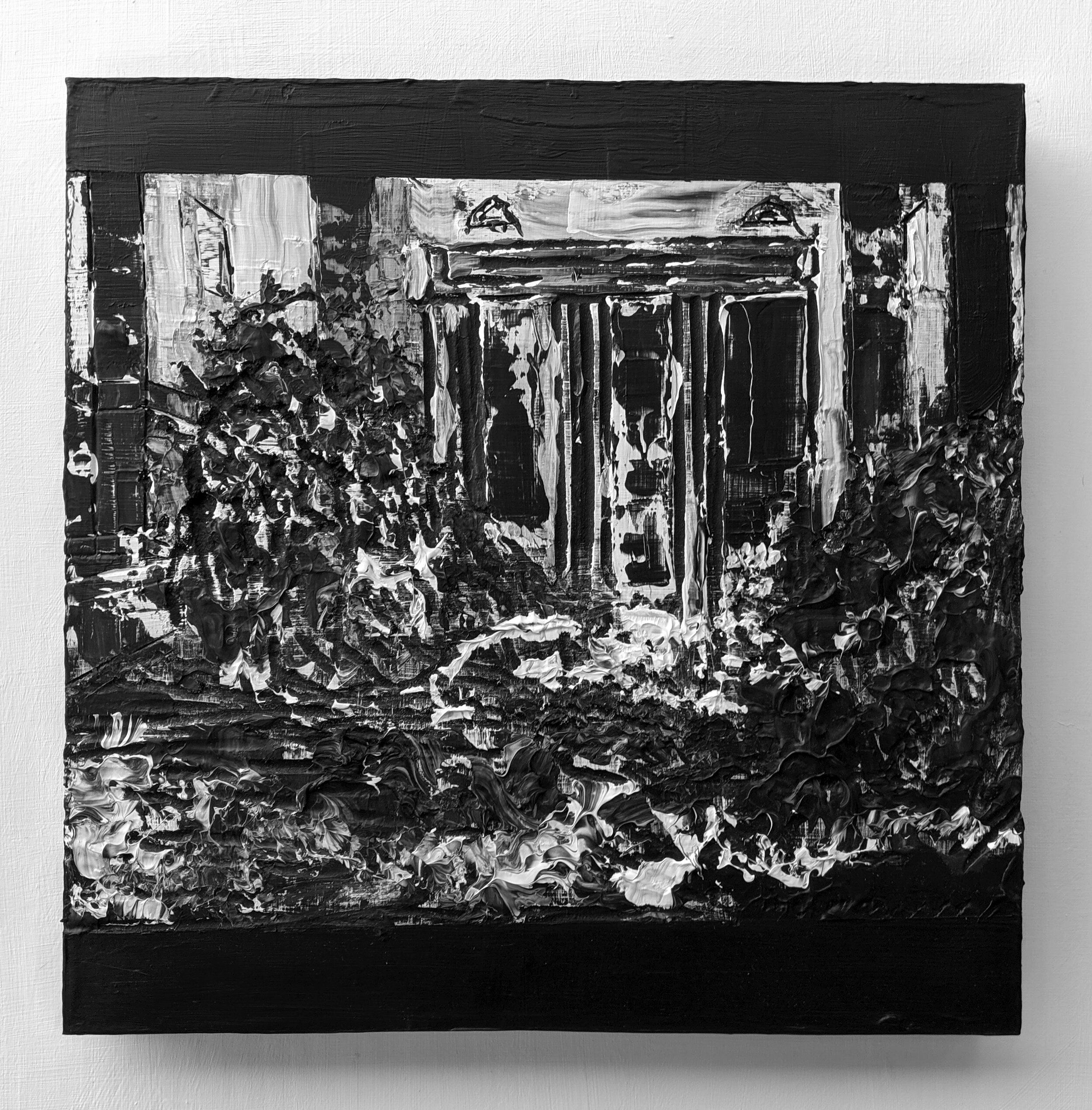 (12) Wednesday Acrylic and Carving on Panel 18" x 18"