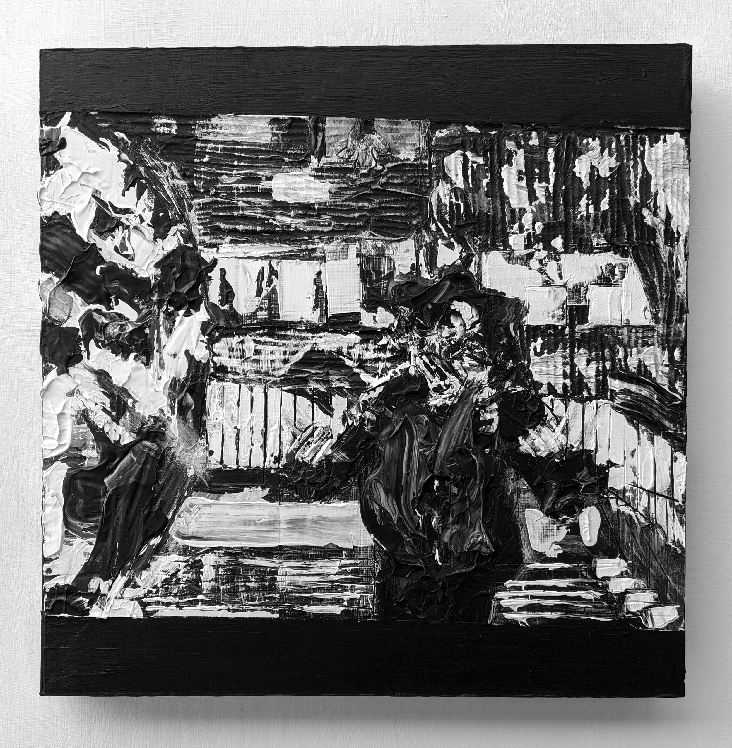 (14) 8 am Acrylic and Carving on Panel 18" x 18"