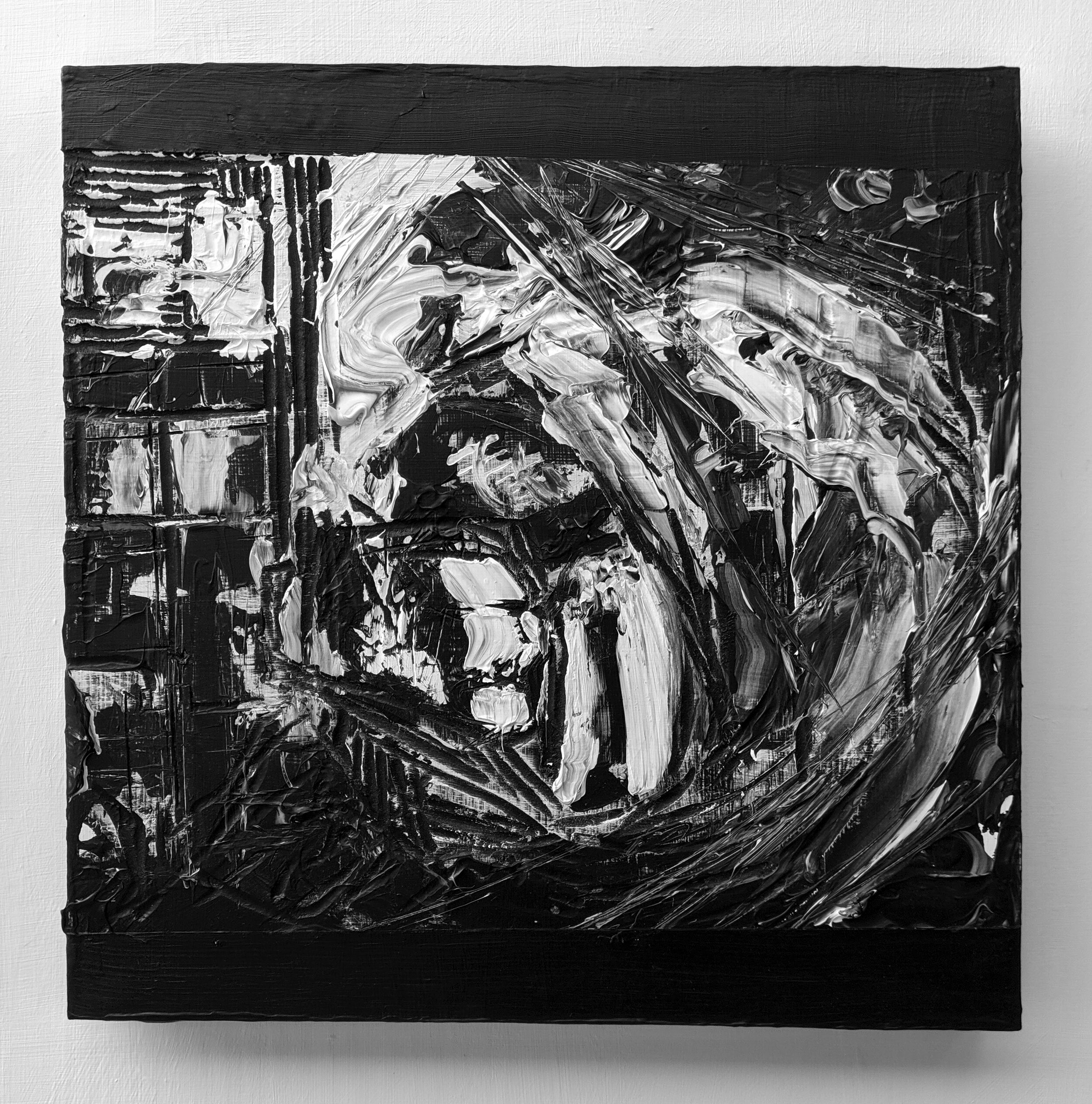 (18) 4 pm Acrylic and Carving on Panel 18" x 18"