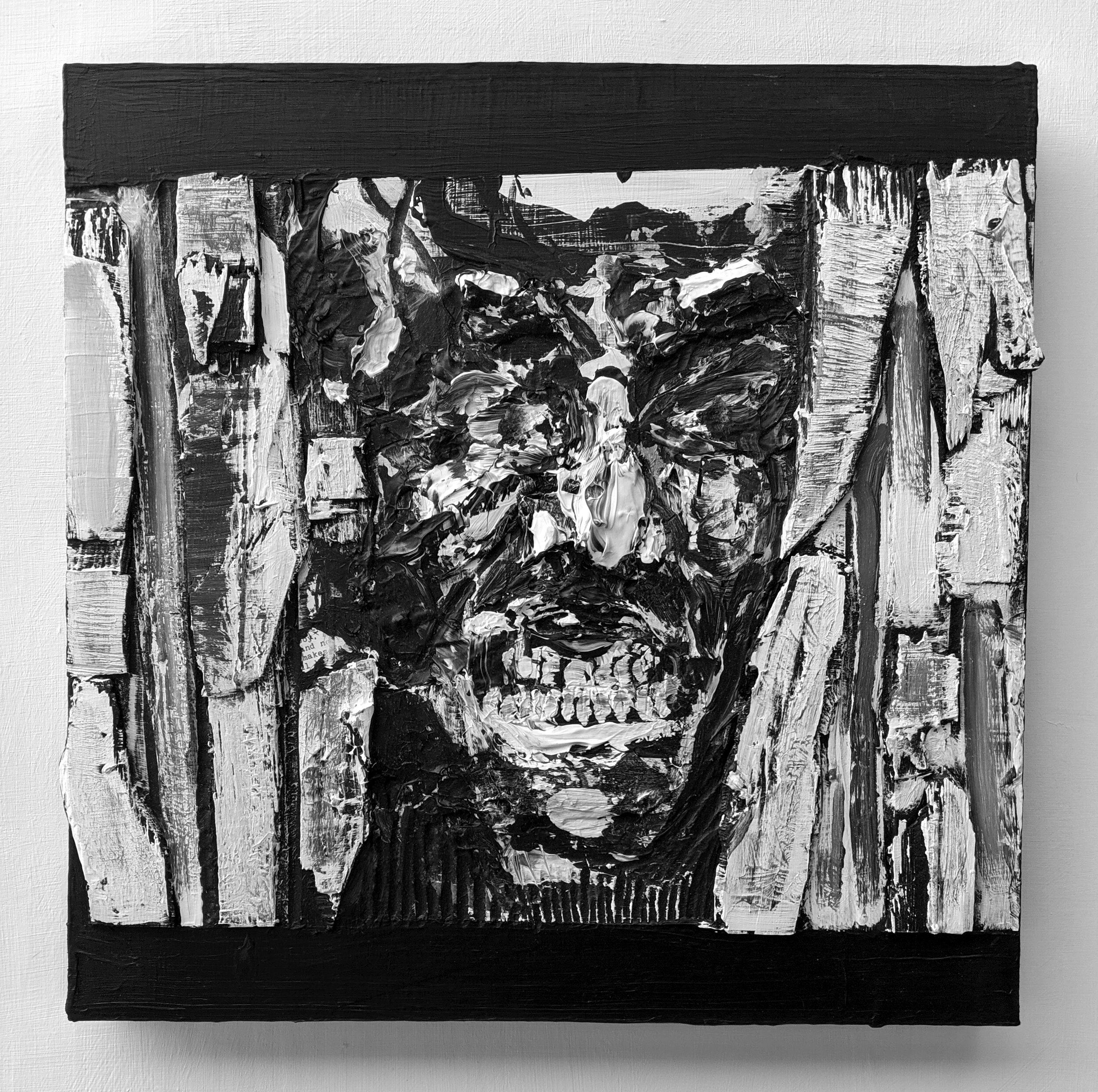 (21) 4 pm Acrylic and Carving on Panel 18" x 18"