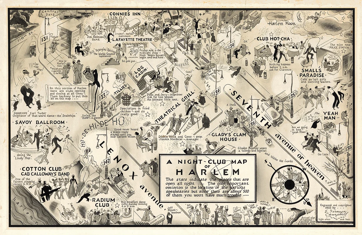 1930 年代哈林區漫畫版地圖( via 耶魯大學 Beinecke Library )