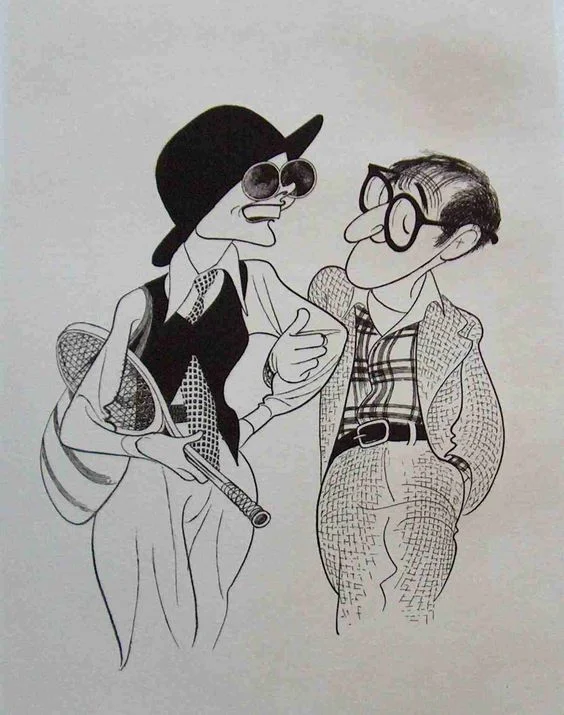 Al Hirschfeld 所繪的漫畫版 Diane Keaton 與 Woody Allen ( via Pinterest )