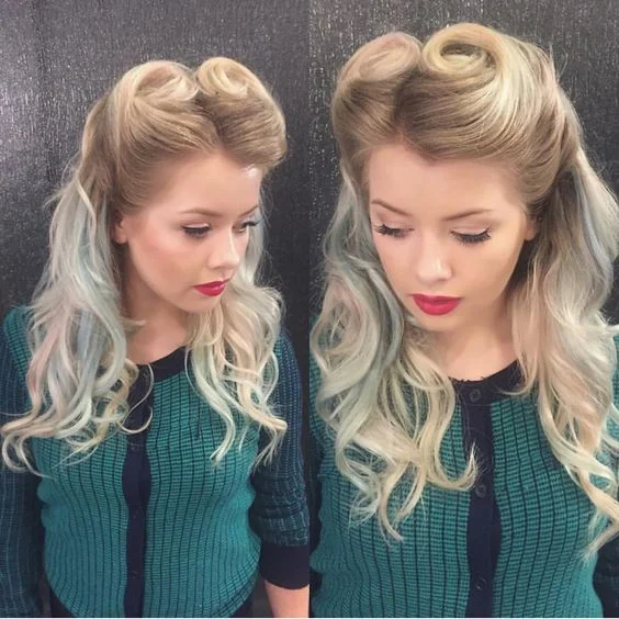 現代的復古 Victory Rolls( via : Hoton Beauty )