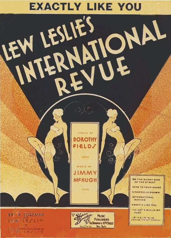 《Lew Leslie's International Revue(流.萊斯里國際雜耍秀)》樂譜封面,〈On the Sunny Side of the Street(街上的向陽面)〉列在右下方( via : Riverwalk Jazz )
