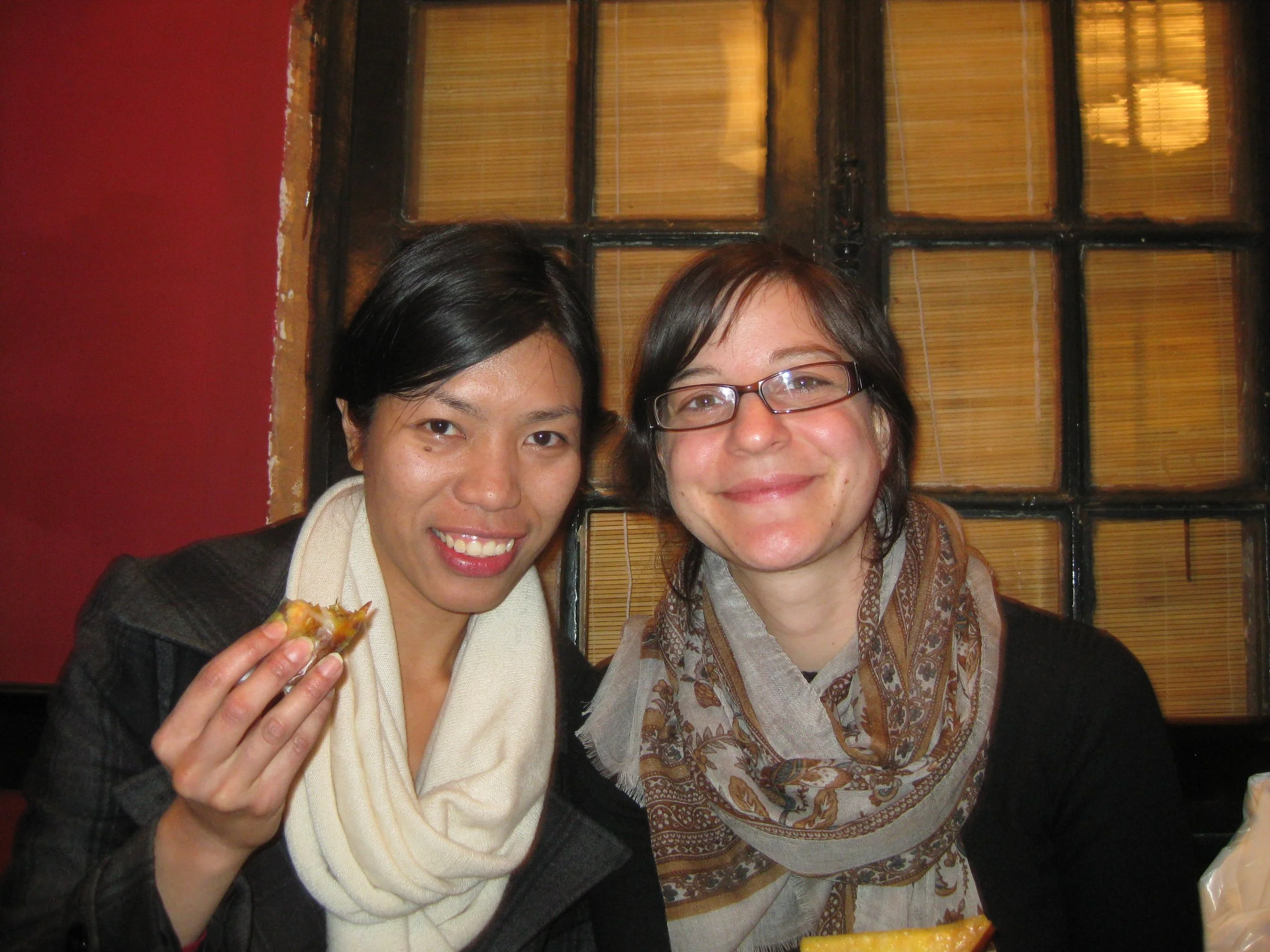 cat and rach at dinner.JPG