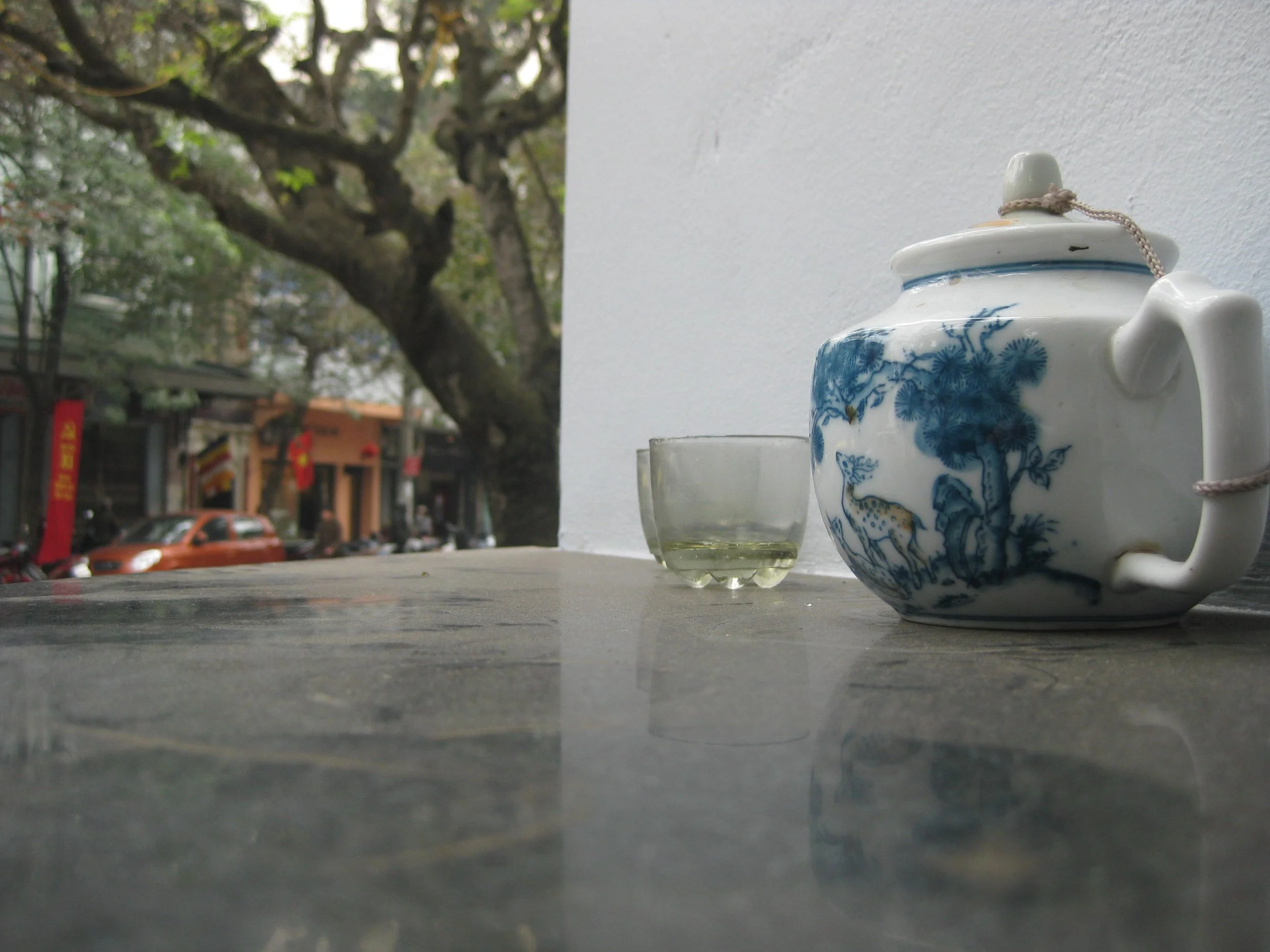 security gard's tea pot outside ATM.JPG