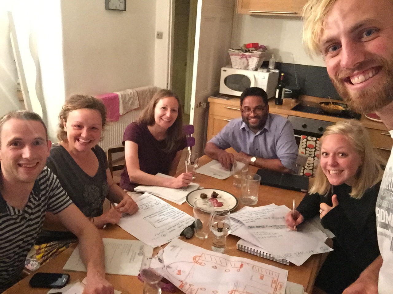 From left to right: Chris Boddy (UK director), Megan Walters (Co-founder), Laura Richards (Treasurer), Danny John (Trustee), Laura Harris (Trustee & Events Co-ordinater), Mark Walters (Co-founder and Chair). Missing from the photo: Chris Collier (Secretary) and Martin Harris (Trustee) 