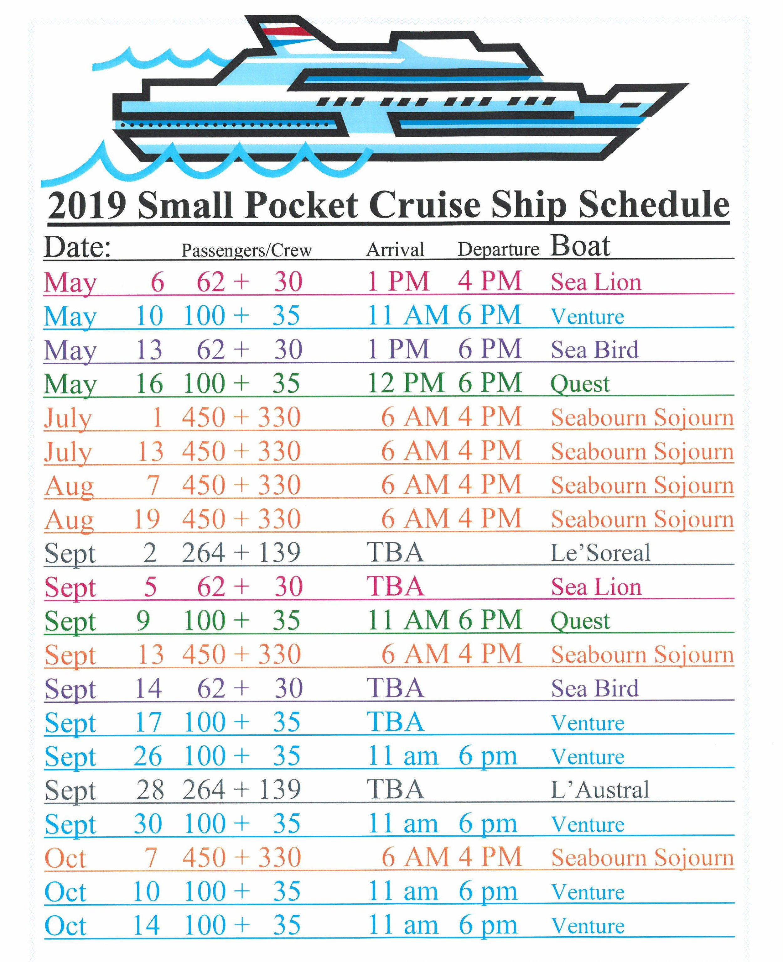 la port cruise ship schedule